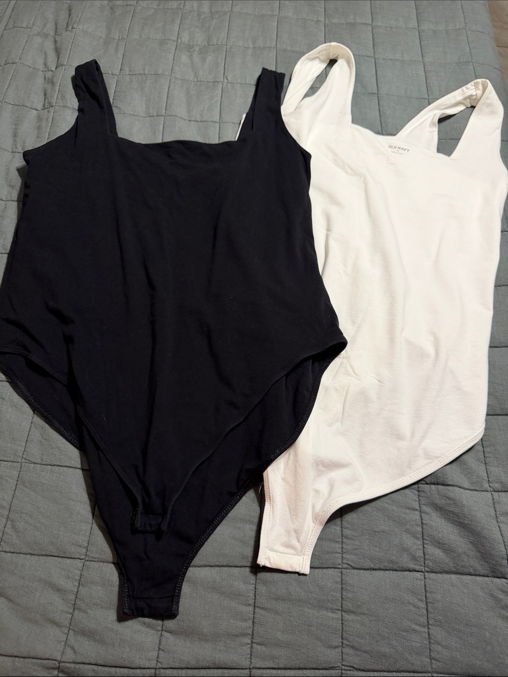 Old Navy Ribbed Scoop Bodysuits in Black and White
